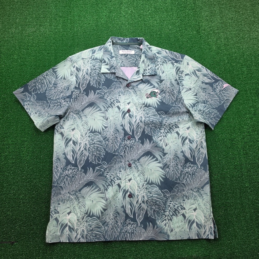Tommy Bahama The Bahama Coast Tulane Green Wave‎ Camp Shirt Mens Large Tropical